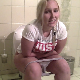 A plump. blonde, European girl sits down on a toilet, farts, pisses, pushes, and shits. A subtle plop and more pissing is heard. Slightly slower frame rate. Presented in 720P HD. Exactly 2.5 minutes.